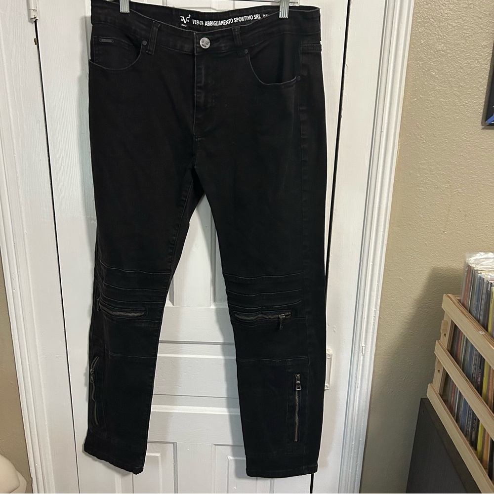 V 19-69 Italia Jeans Men 34x32 Black Moto Biker Abbigliamento Sportivo SRL N2